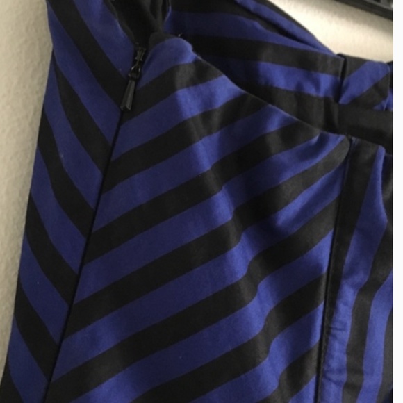 Maeve Anthropologie Choir Girl Black Blue Striped Romper Shorts 0 XS - Picture 8 of 8